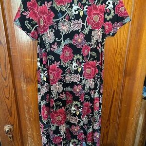 Floral Black and Red Women's Dress